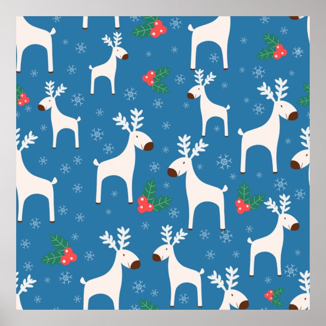 Winter background with deers ( seamless pattern)an poster (Front)