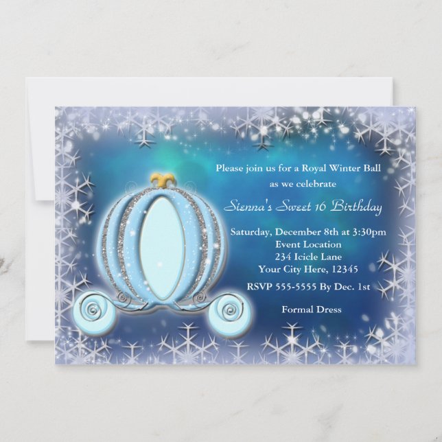 Winter Ball Cinderella Carriage Royal Invitation (Front)