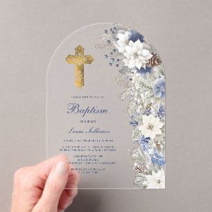 Winter Baptism Clear Acrylic Invitations