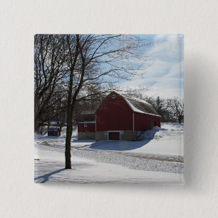 Winter Barn Button