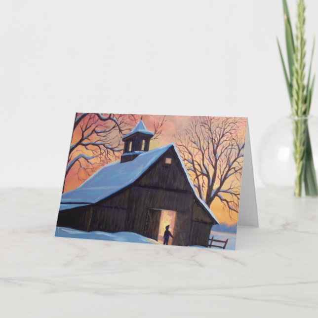 Winter Barn Greeting Card (Front)