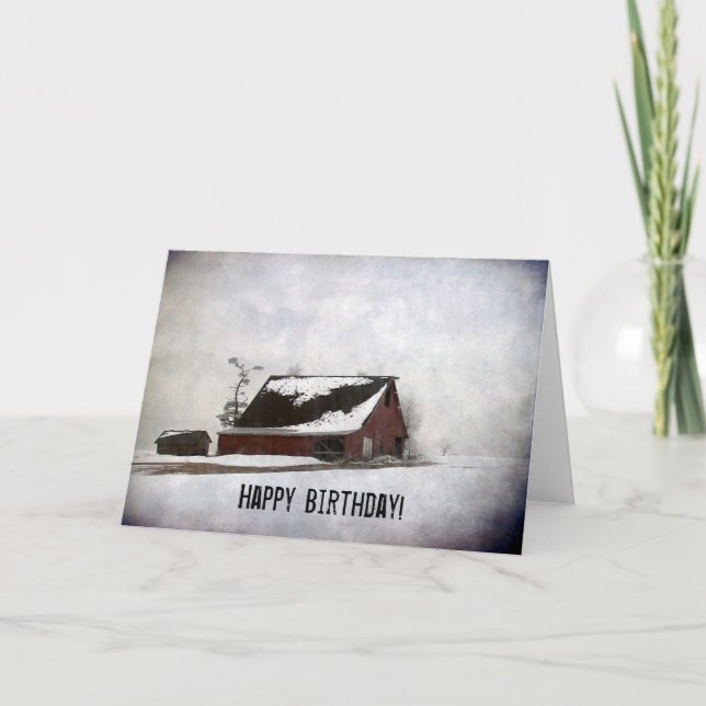 Winter Barn, Happy Birthday! Card (Front)