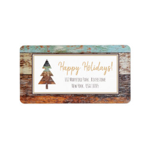 Winter Barn, Happy Holidays Label