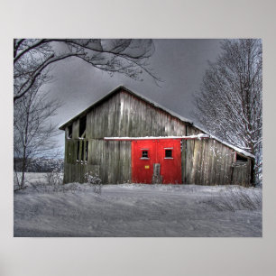 Winter Barn Poster