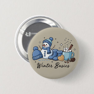 Winter Basics Snowman Christmas Weather Cosy  6 Cm Round Badge