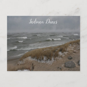 Winter Beach, Waves, Lake Michigan Indian Dunes Postcard