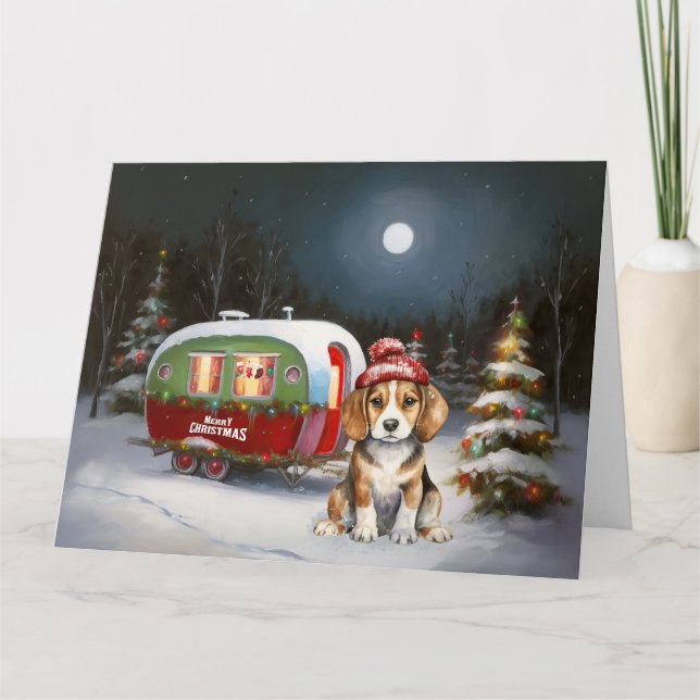 Winter Beagle Caravan Christmas Adventure  Card (Front)