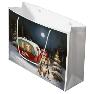 Winter Beagle Caravan Christmas Adventure Large Gift Bag