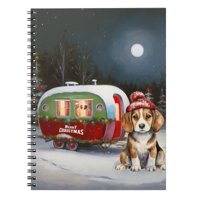 Winter Beagle Caravan Christmas Adventure  Notebook (Front)