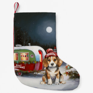 Winter Beagle Caravan Christmas Adventure  Small Christmas Stocking