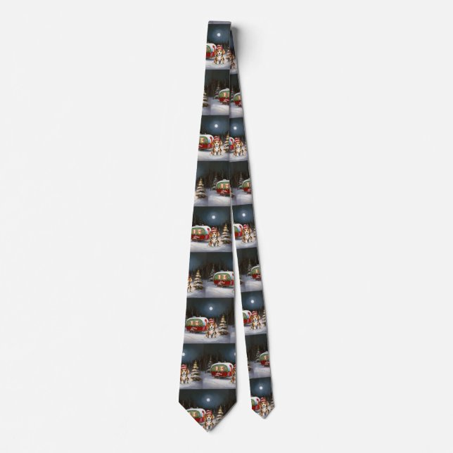 Winter Beagle Caravan Christmas Adventure  Tie (Front)