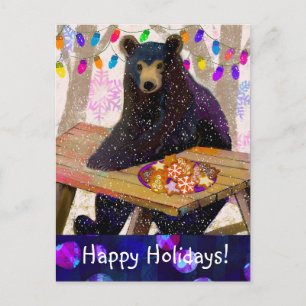 Winter Bear and Cookies Holiday Postcard