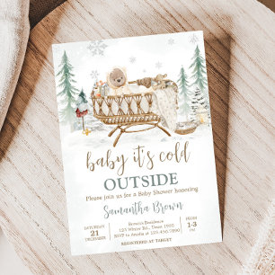 Winter Bear Baby Its Cold Outside Baby Shower Invitation