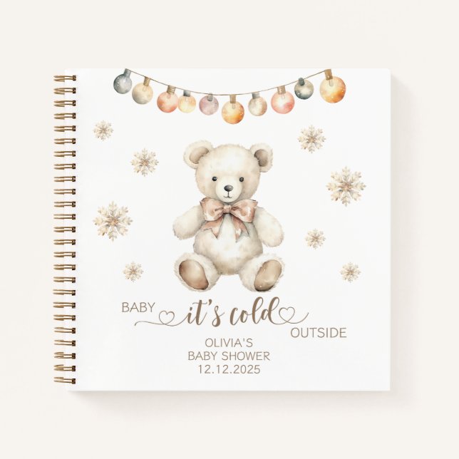 Winter Bear Baby its cold outside baby shower Notebook (Front)