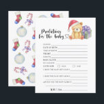 Winter bear - baby predictions and advice<br><div class="desc">"There's a Beary Sweet baby on the way". Celebrate with this teddy bear themed baby shower party! Watercolor cute teddy bear with christmas gift,  in santa hat. On the reverse side of the card are holiday christmas pattern (candy cane,  christmas tree ball toy,  christmas socks). Matching items available.</div>