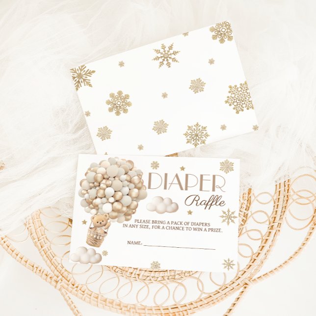 Winter Bear Baby Shower Diaper Raffle Enclosure Card (Creator Uploaded)