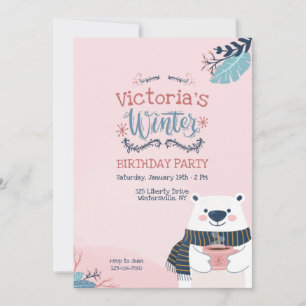 Winter Bear Birthday Party Invitation