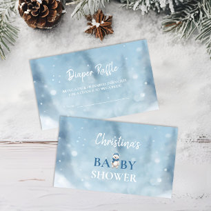 Winter Bear Blue Baby Diaper Raffle Request Enclosure Card