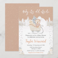 Winter Bear Brown Sleigh Baby Shower
