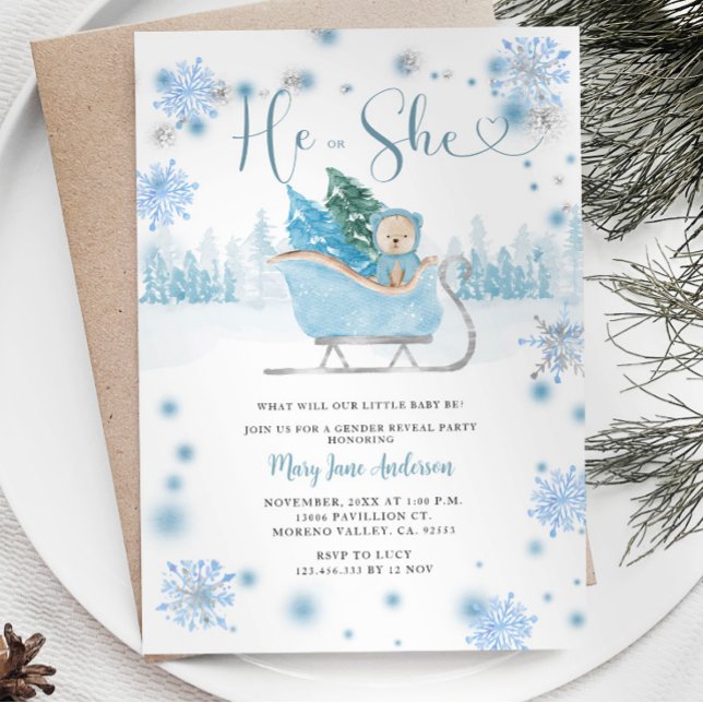 Winter Bear Gender Reveal Invite (Creator Uploaded)