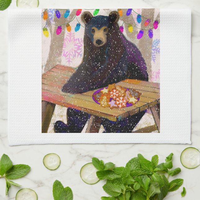 Winter Bear Holiday Kitchen Towel (Folded)