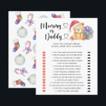 Winter bear - mummy or daddy baby shower game<br><div class="desc">"There's a Beary Sweet baby on the way". Celebrate with this teddy bear themed baby shower party! Watercolor cute teddy bear with christmas gift,  in santa hat. On the reverse side of the card are holiday christmas pattern (candy cane,  christmas tree ball toy,  christmas socks). Matching items available.</div>