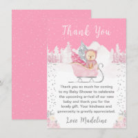 Winter Bear Pink Sleigh Baby Shower