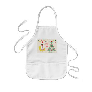 Winter Bear Tree Fun Cute Modern Merry Christmas Kids Apron