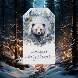 Winter Bear Watercolor Baby Shower Gift Tags