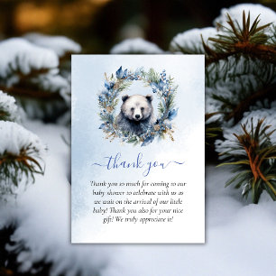 Winter Bear Watercolor Baby Shower Thank You Card
