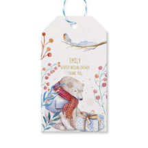 Winter Bear Watercolor Gift Tag Personalised