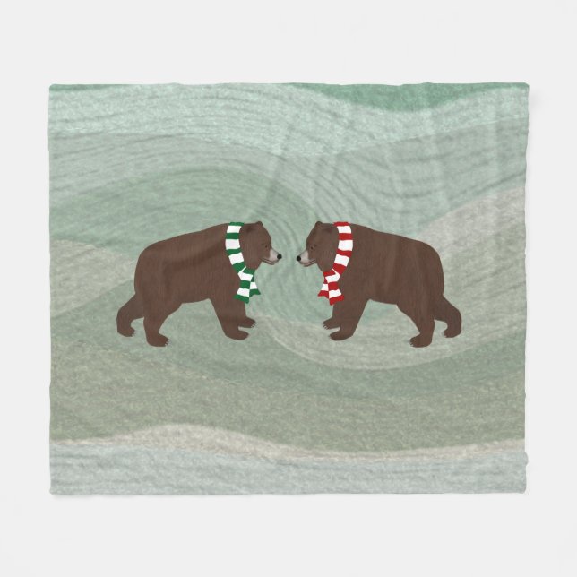Winter Bears Fleece Blanket (Front (Horizontal))
