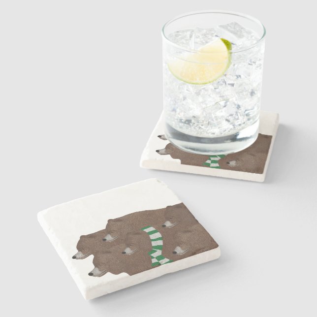 Winter Bears Stone Coaster (Side)