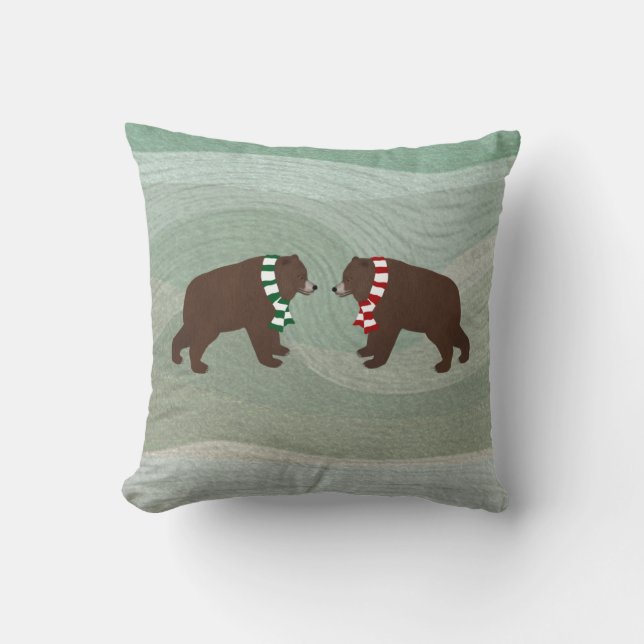 Winter Bears Throw Pillow (Front)