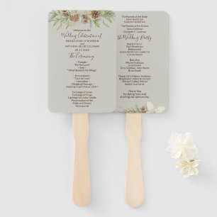 Winter Beige Elegant Script Wedding Program Hand Fan