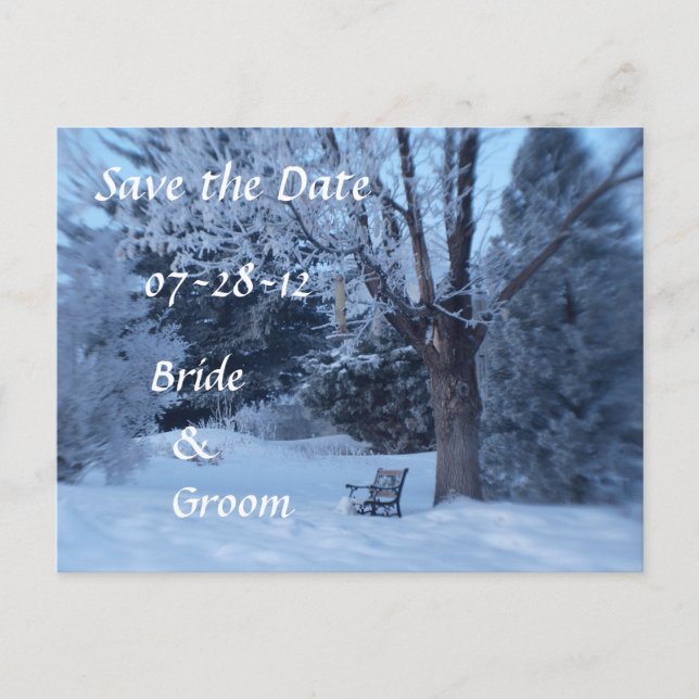 Winter Bench Wedding Postcards (Front)