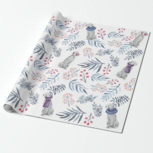 WINTER BERRIES AND WEIMS WRAPPING PAPER