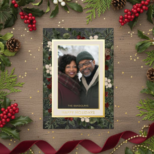 Winter Berries Black Happy Holidays Photo