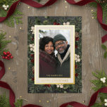 Winter Berries Black Merry Christmas Photo<br><div class="desc">Introducing our enchanting foil Christmas card, where timeless elegance meets the beauty of the season. The rich charcoal black background, artfully distressed with soft white accents, sets a captivating tone. Your favourite photo will shine, surrounded by a double foil and cream frame that adds a touch of refinement. Embrace the...</div>