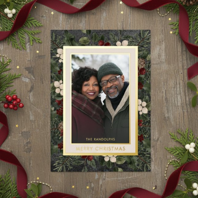 Winter Berries Black Merry Christmas Photo (Creator Uploaded)