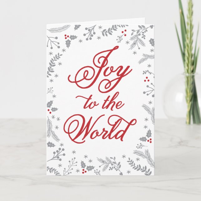 Winter Berries Christmas Holiday 1 Photo Folded Card (Front)