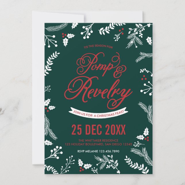Winter Berries Christmas Holiday Party Invitation (Front)