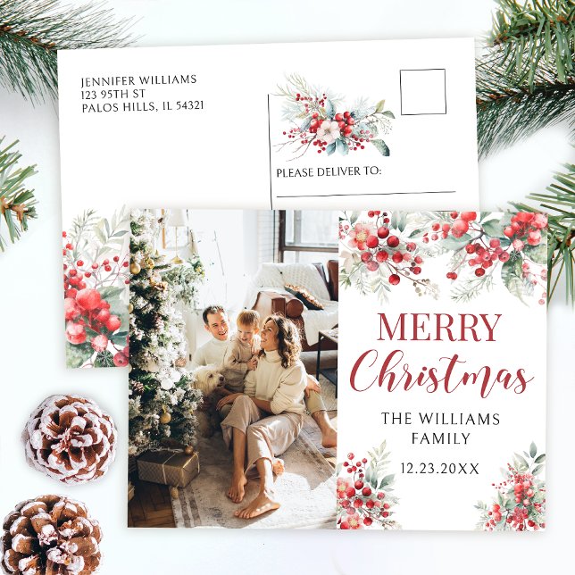 Winter berries Christmas holiday photo postcard (Creator Uploaded)