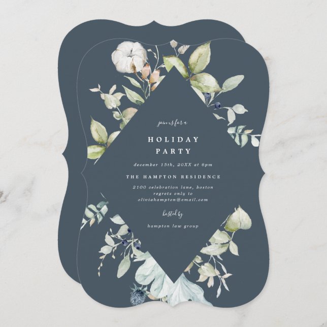 Winter Berries Geometric Holiday Party Invitation (Front/Back)