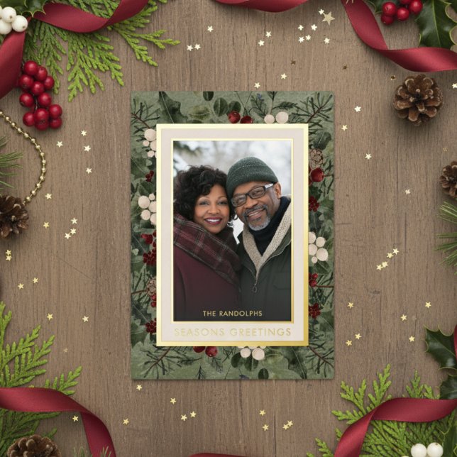 Winter Berries Green Seasons Greetings Photo (Creator Uploaded)