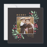 Winter Berries Greenery Christmas Photo | Square<br><div class="desc">Festive and painterly holiday card featuring our exclusive watercolor winter botanicals and berries artwork to frame and highlight your photo.</div>