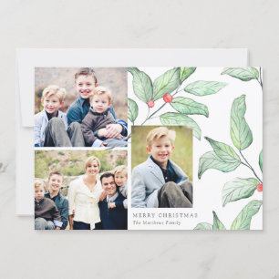 Winter Berries Holiday 3 Photo Card