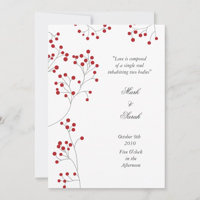 Winter Berries Invitation P White (Front)