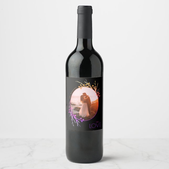 Winter Berries Love Branches Rainbow Wine Label (Front)