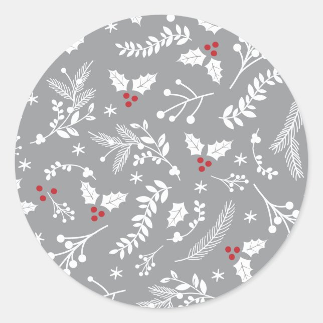 Winter Berries Merry Li'l Christmas Holiday | Classic Round Sticker (Front)